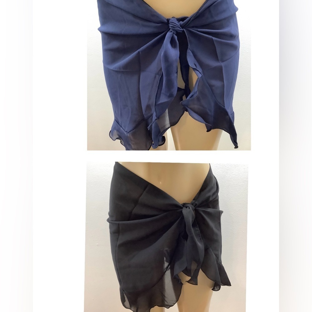 Zuliana Blue and Black Tie - Two Sarong Bundle. Made In USA.